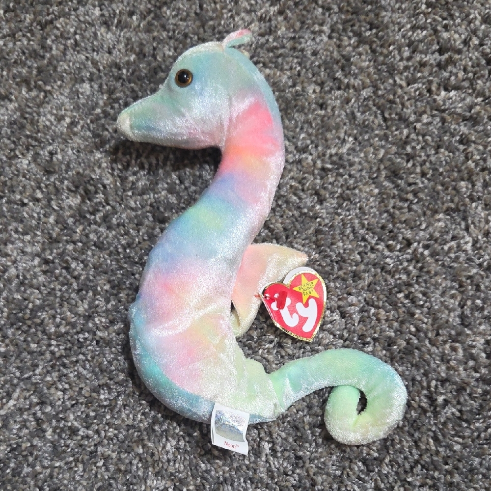 Ty Beanie Baby Seahorse Neon